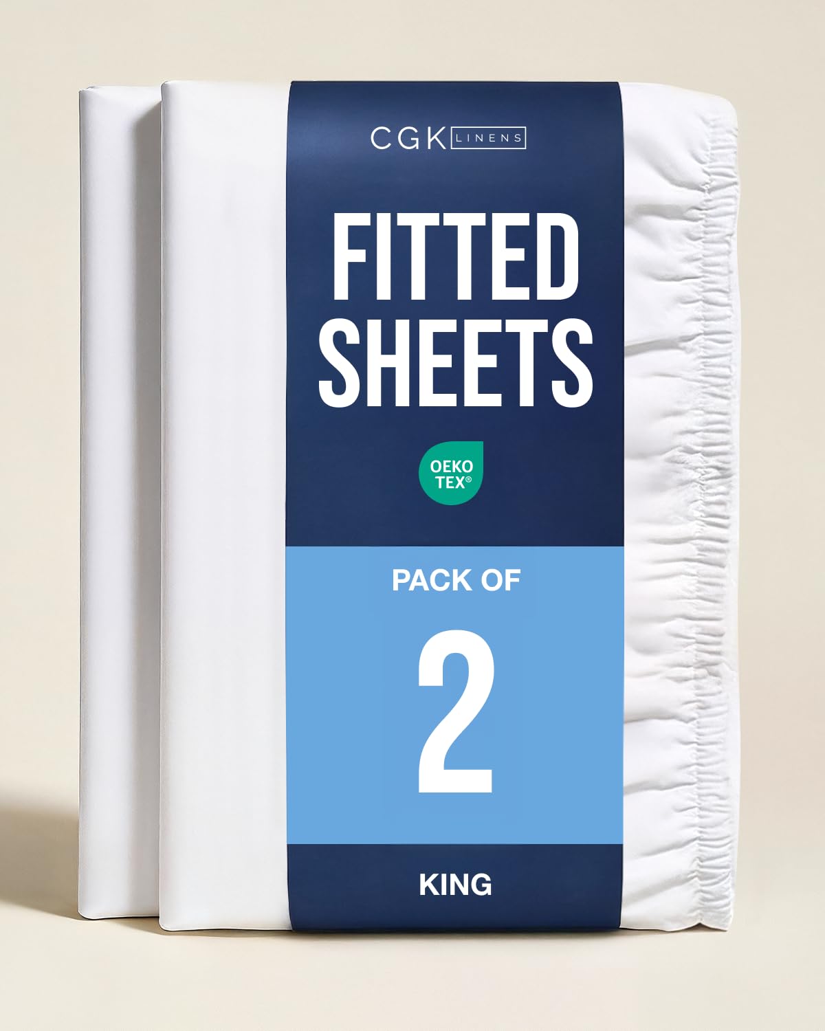 King Fitted Sheet - Pack of 2 Single Fitted Bottom Sheet Only - White