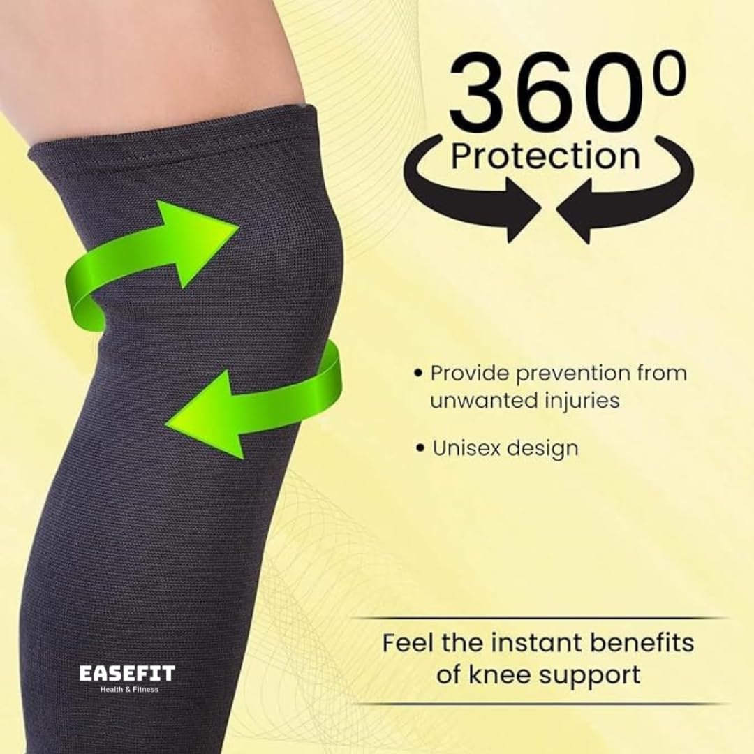 EASEFIT Orthopedic Pain Relief Knee Support Cap Brace/Sleeves Pair For Sports, Pain Relief, Compression Support, Exercise, Gym, Running, Cycling Brace Knee Support For Men And Women (S, Black) 1