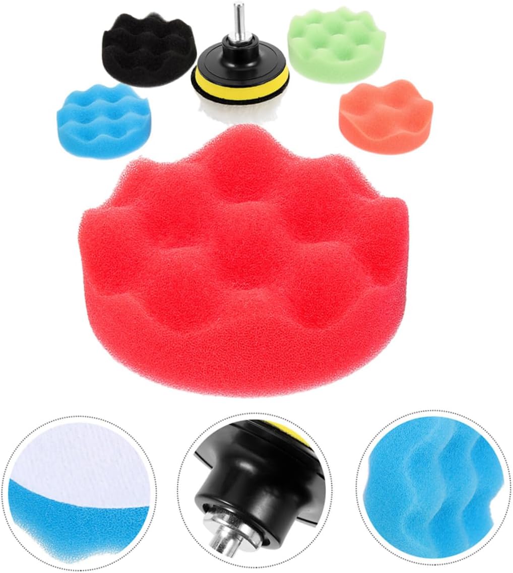 OUNONA 2sets Drill Buffer Polisher Attachment Buffing Sponge Pads Car Waxing and Polishing Kit for Auto Detailing Compatible Car Models Easy to Use Drill Adapter