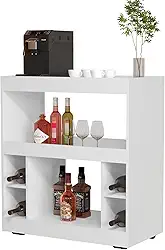 Aparador Adega Egeo, Móvel Bar com Prateleiras para Vinhos e Bebidas (BRANCO)