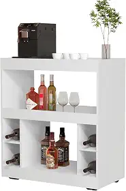 Aparador Adega Egeo, Móvel Bar com Prateleiras para Vinhos e Bebidas (BRANCO)