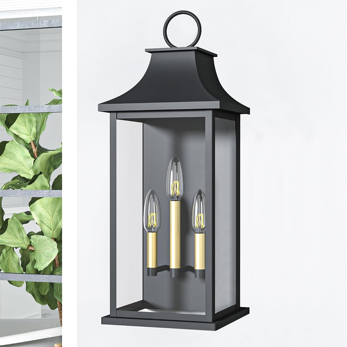 Lawyettle Dusk To Dawn Outdoor Wall Light 3-Light, 25'' Large Outdoor Light