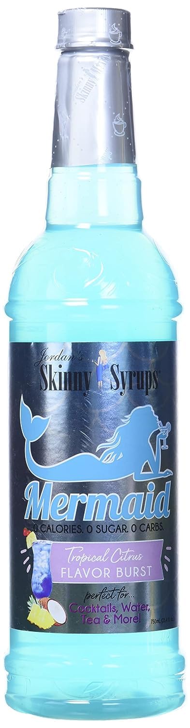 Jordan's Skinny Syrups Mixes Sugar Free Mermaid Flavor, Fruit Flavored Water Enhancer, Drink Mix for Ice Tea, Lemonade & More, Zero Calorie Flavoring, Keto Friendly, 25.4 Fl Oz