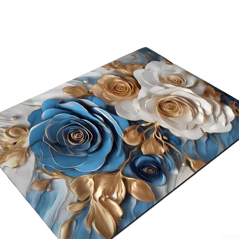 Felpudo floral de 40 x 60 cm, parte trasera antideslizante (floral-16, 80 x 120 cm)