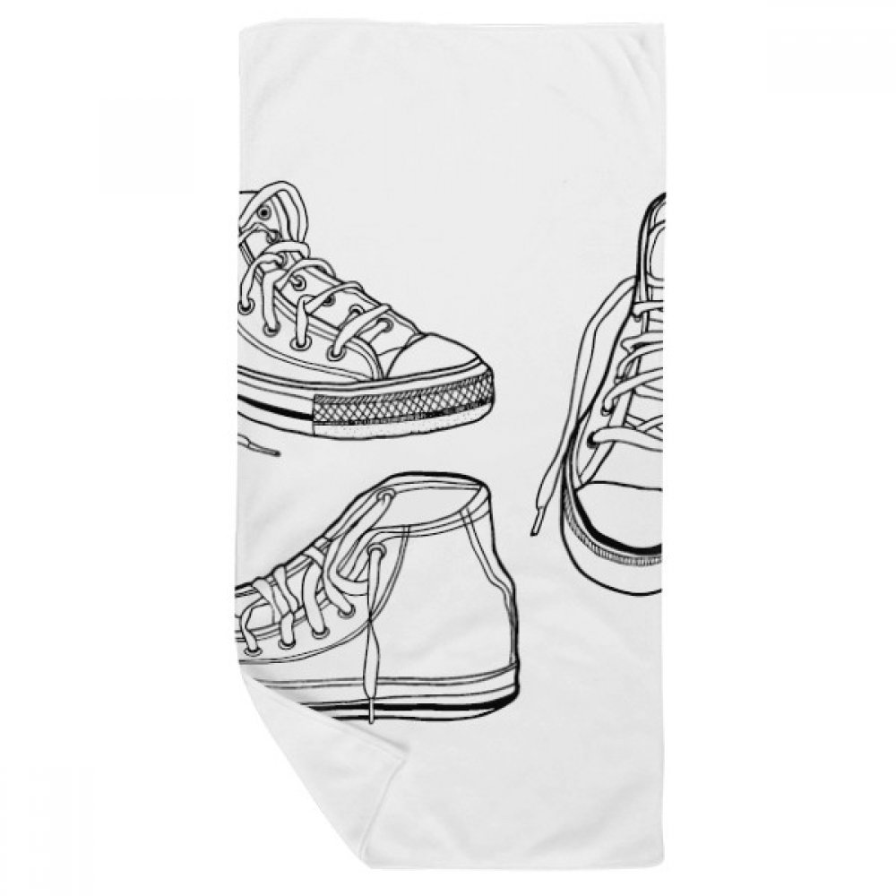 Serviette de bain douce motif chaussures peintes pour vos séances de sport et spa