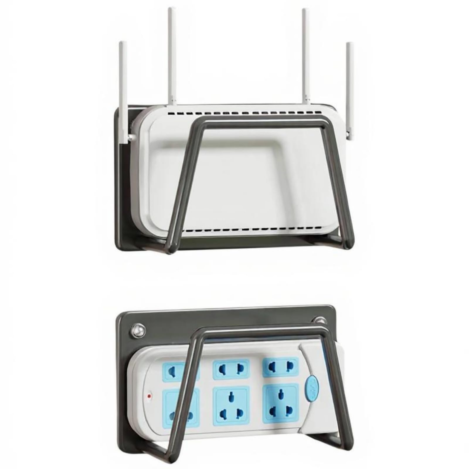 Router Shelf Organizer, Wire Management Box, Living Room Black 10x8x5cm 2pcs-image-19