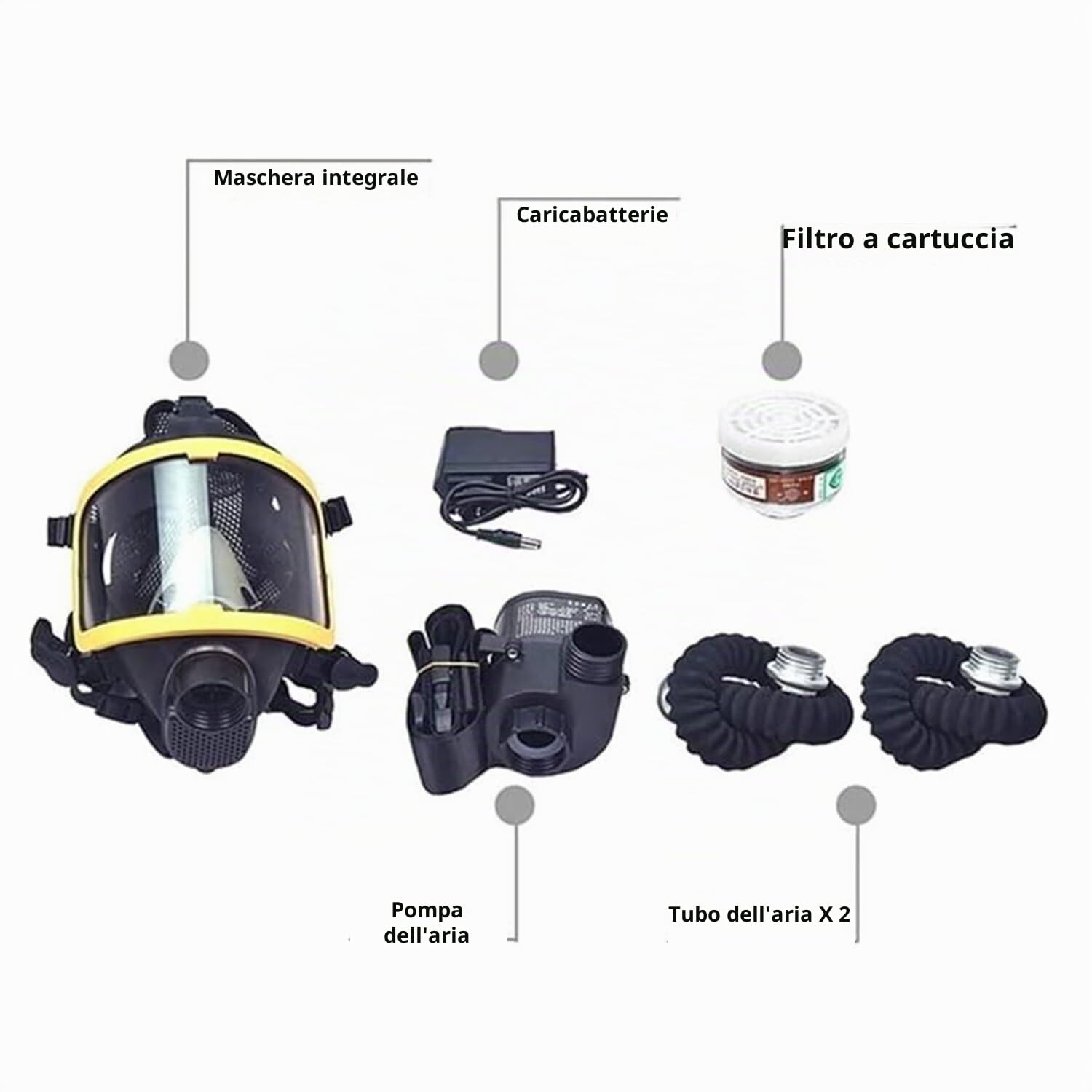 Sistema elettrico di alimentazione dell'aria a flusso costante – Respiratore a gas chimico a faccia piena per pesticidi, filtri in silicone, saldatura da laboratorio, vernice a prova di