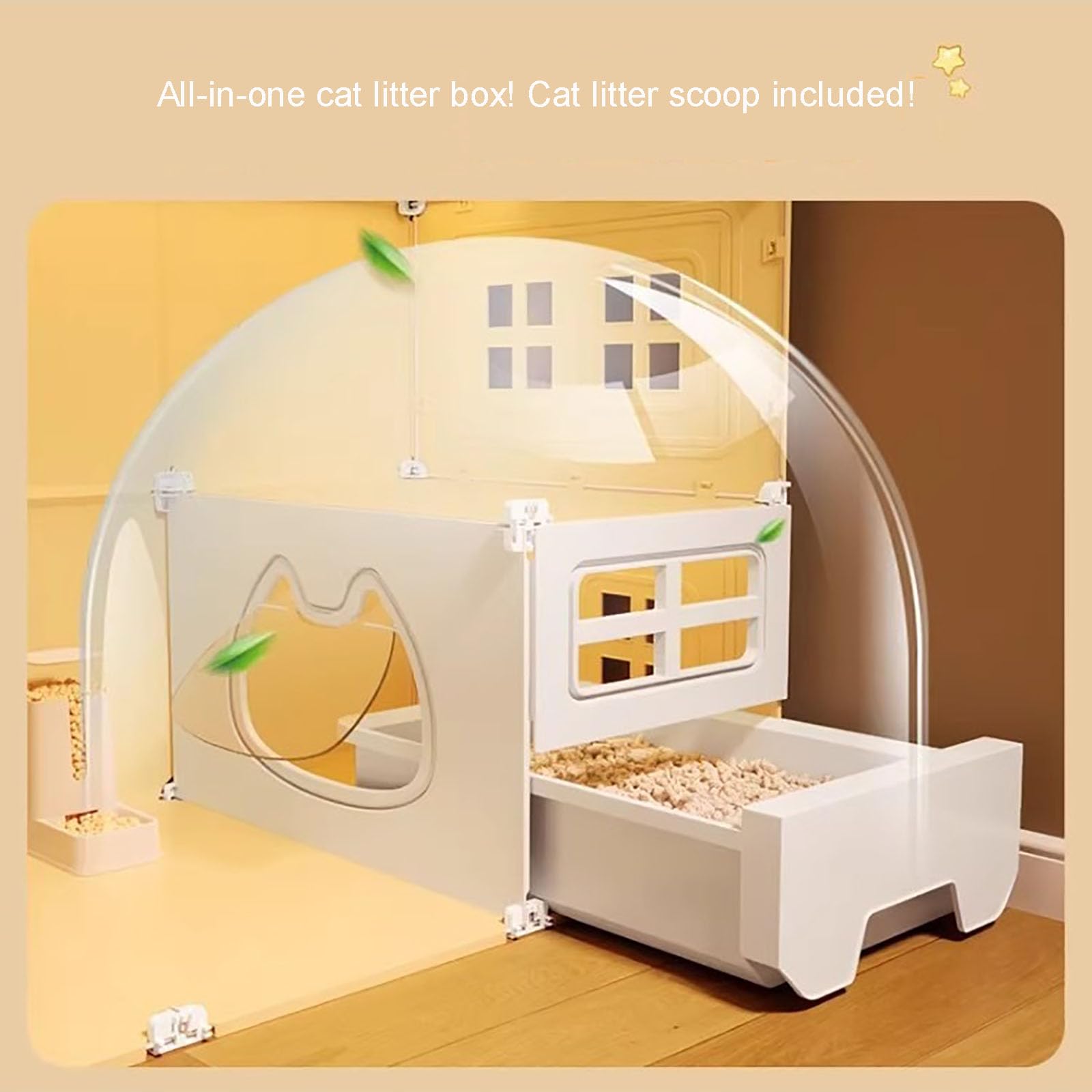 Gabbia per Gatti Da Interno a 3/4 Livelli Con Toilette Inclusa, Recinto per Esterni Con Cuccia, Lettiera, Paletta, Cuccia E Ciotola; Facile Da Montare (F-71x46x106cm)