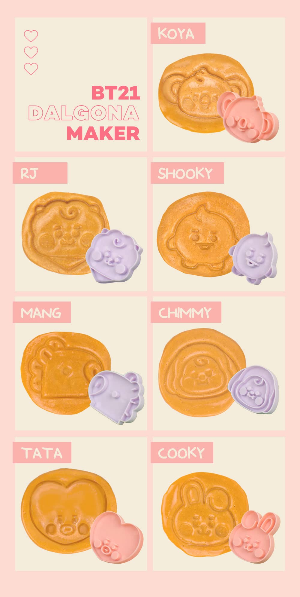 Amazon.co.jp: ソロモン商事 BT21 ダルゴナメーカー DALGONA MAKER タ