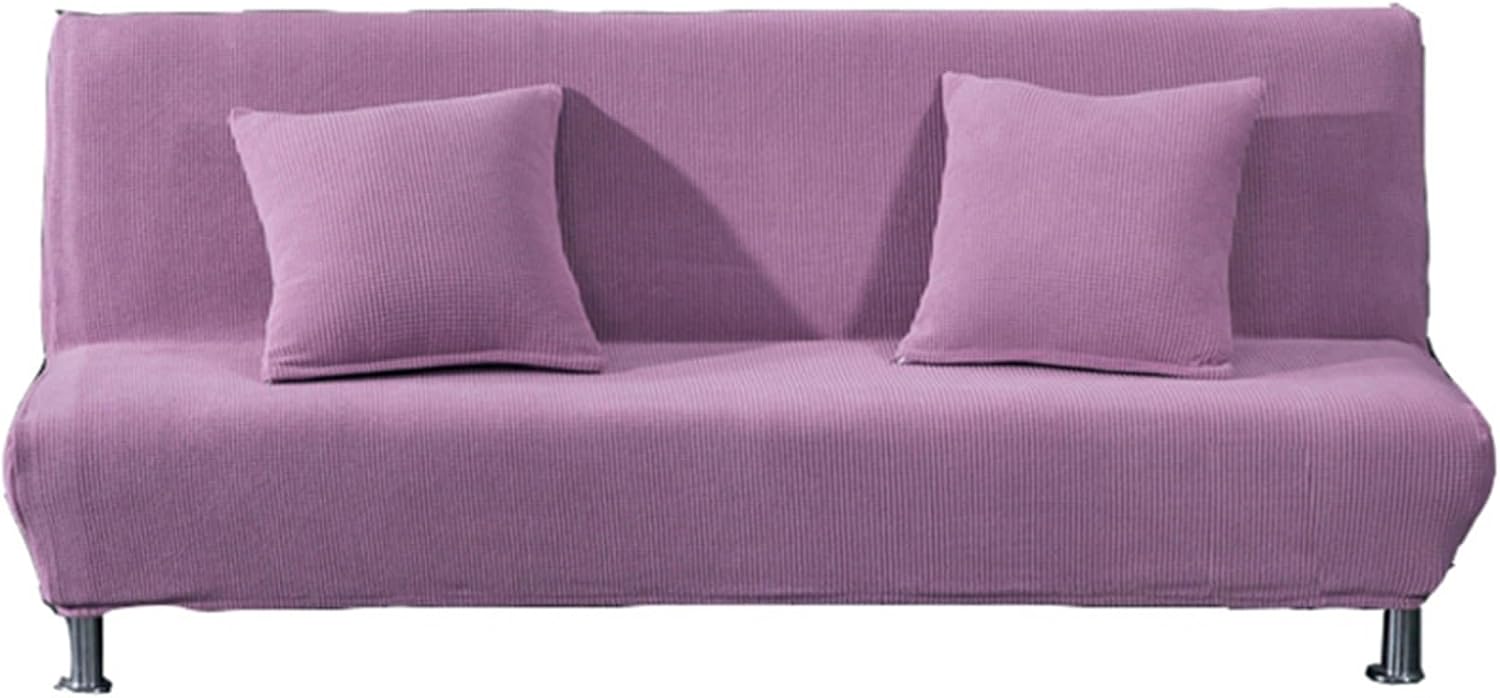 Modern Futon Cover Stretch Armless Sofa Bed, Anti-Slip Futon Slip Covers Armless, Removable Futon Cover for Sofa Bed Without Arms, Solid Color Sofa Slipcover Protector, Washable,G,S1