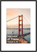 Vista 161 de KINLINK Marco de Fotos 11x14 Natural, Marco de Madera Maciza 11x14 con Plexiglás Acrílico para Fotos 5x7/8x10 Con Paspartú, Exhibición de Mesa