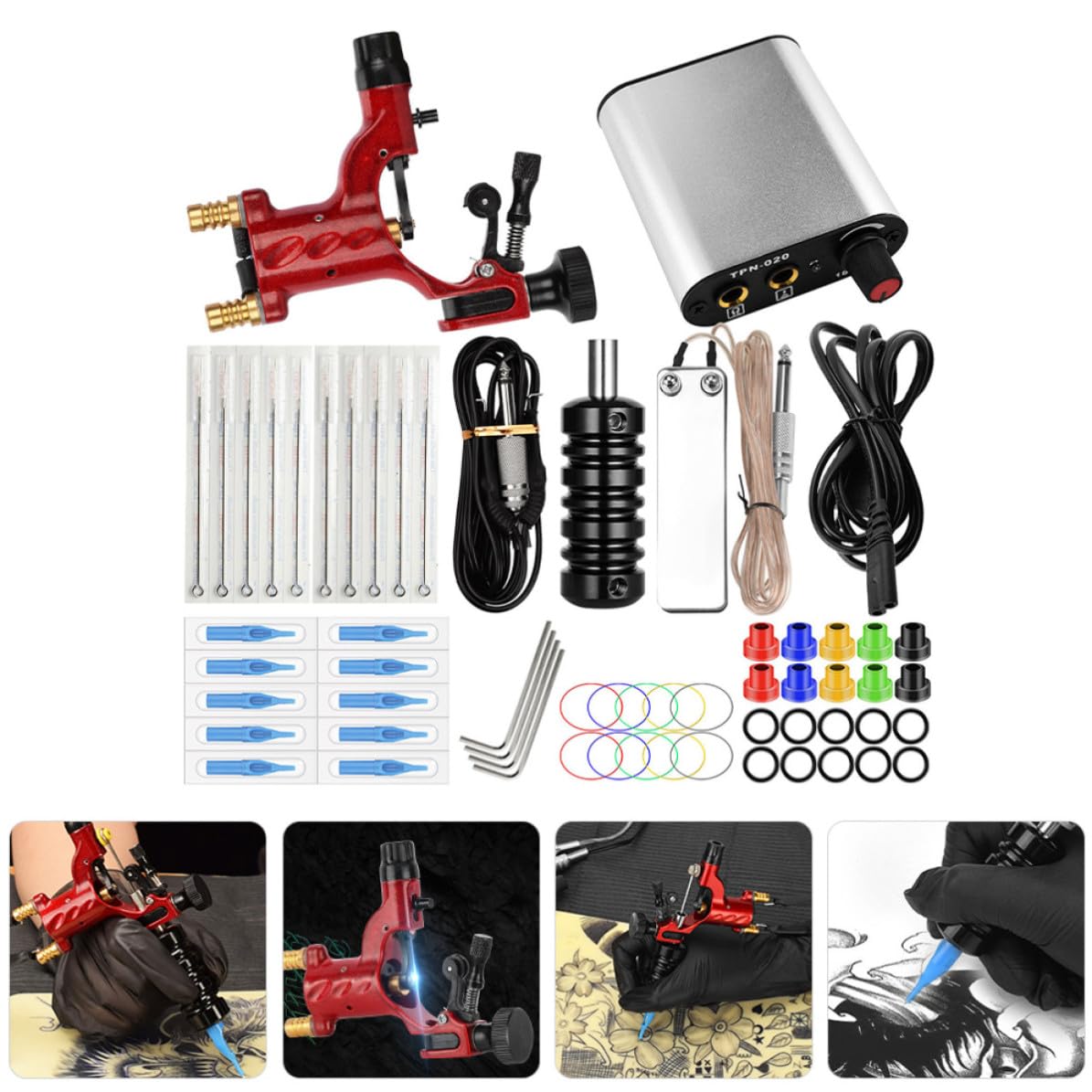 Kit de Máquina de Tatuar Profesional Motor, Ac220v Eu, Rojo