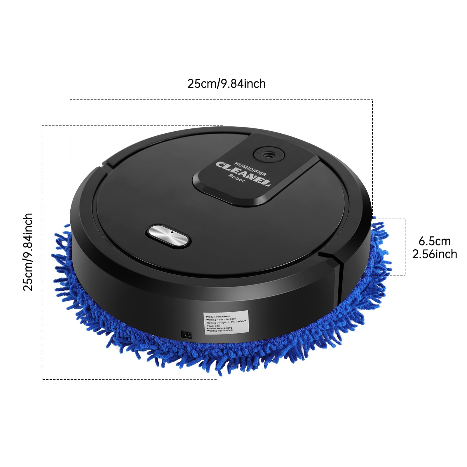 Robot de limpieza inteligente, barredora en seco, 10000 rpm, carga USB, 4 velocidades, superficie de barrido aprox. 60 m² (negro)