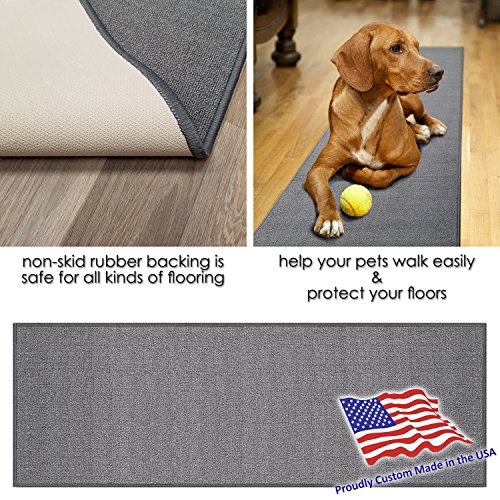 Kapaqua Solid Grey Runner Rug Non Slip Rubber Backed Pet Friendly 2X8 Kitchen Hallway Carpet Runner #TOP4