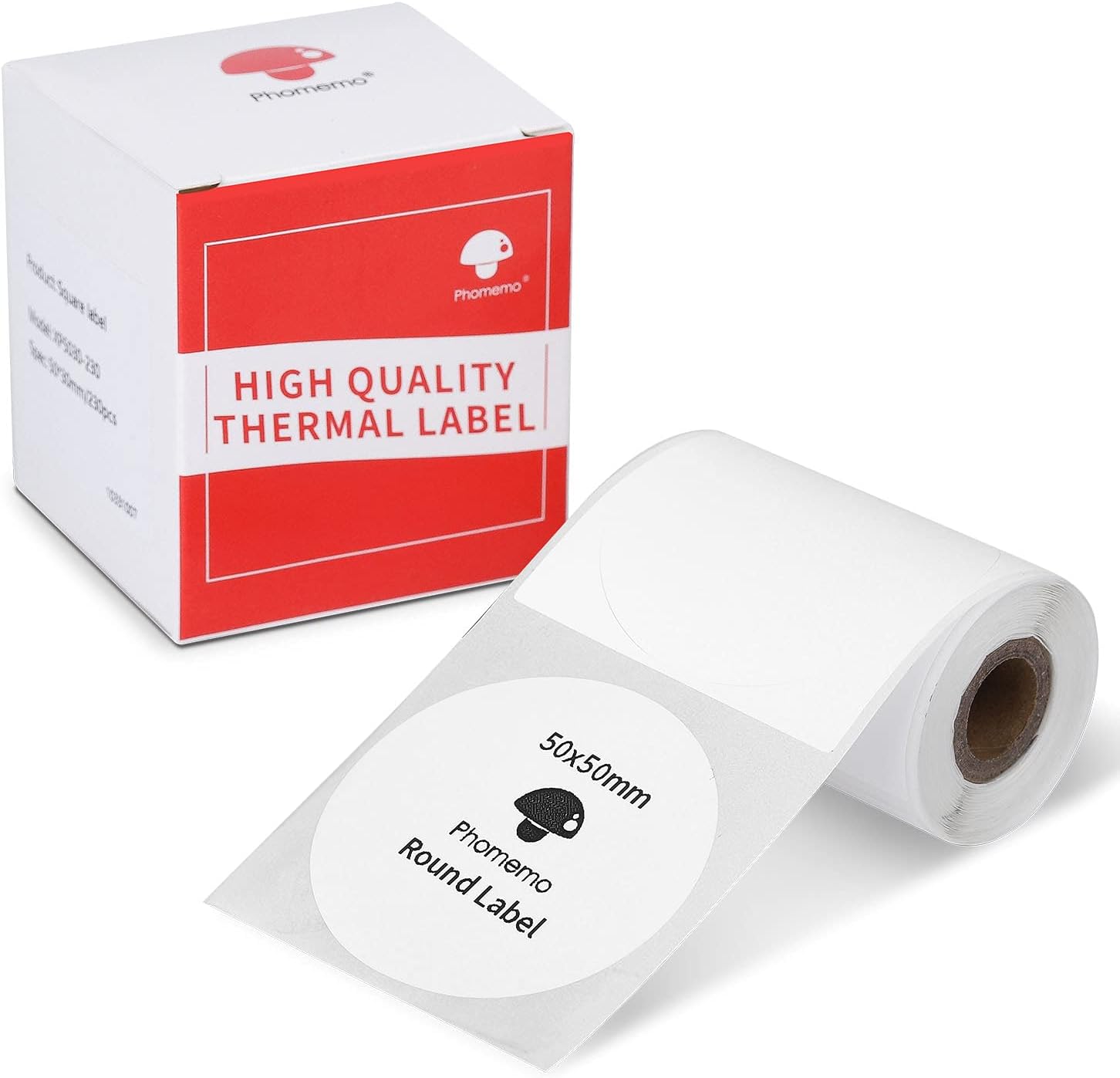 Logo Sticker 50x50mm Round Self-Adhesive Direct Thermal Labels Paper for Phomemo M110 M108 M220 M221 M421 M150 M100 M250 M260 Label Maker, Used for Logo Printing, Household Items Marking etc