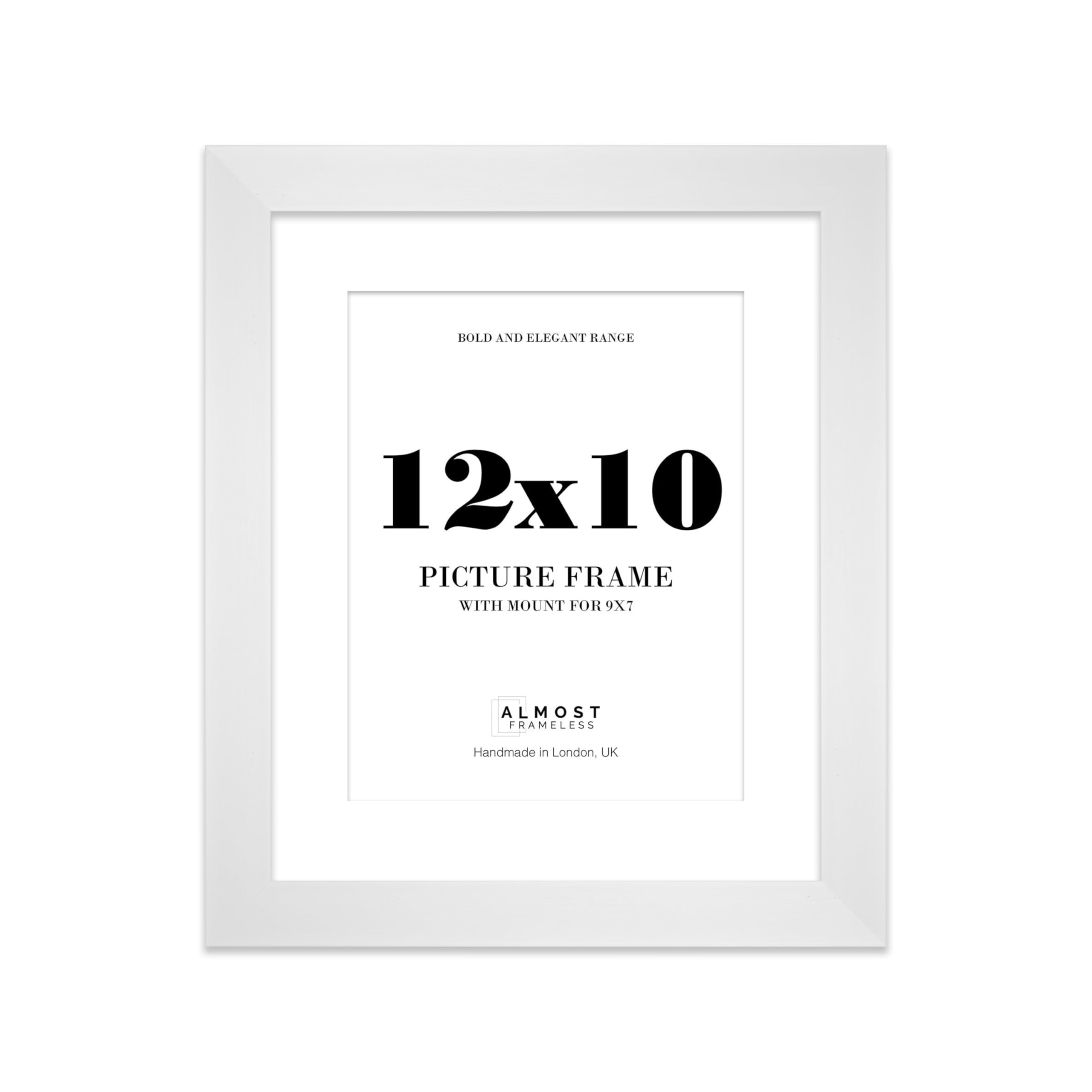 12x10 White Frame With Mount for 9x7 Pictures 28mm Edge Portrait and Landscape Display with Wall Hooks and Kickstand, 1 Pack