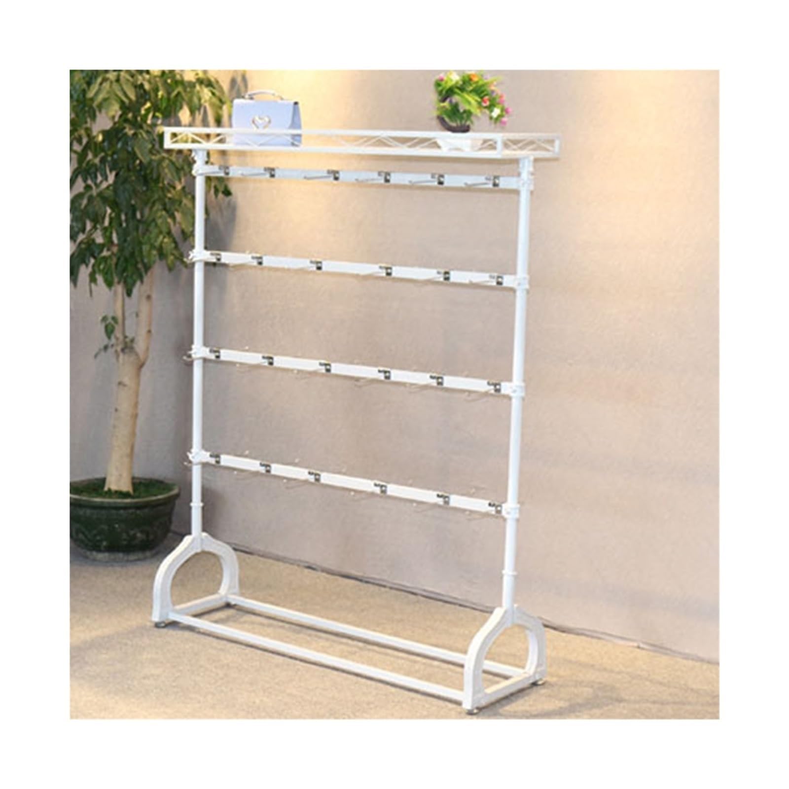 HJLKDYM Retail Store Sock Display Stands, Modern Commercial Adjustable Double Sided Island Rack, Underwear Shorts Slippers Storage Organizer(White,150x150cm)