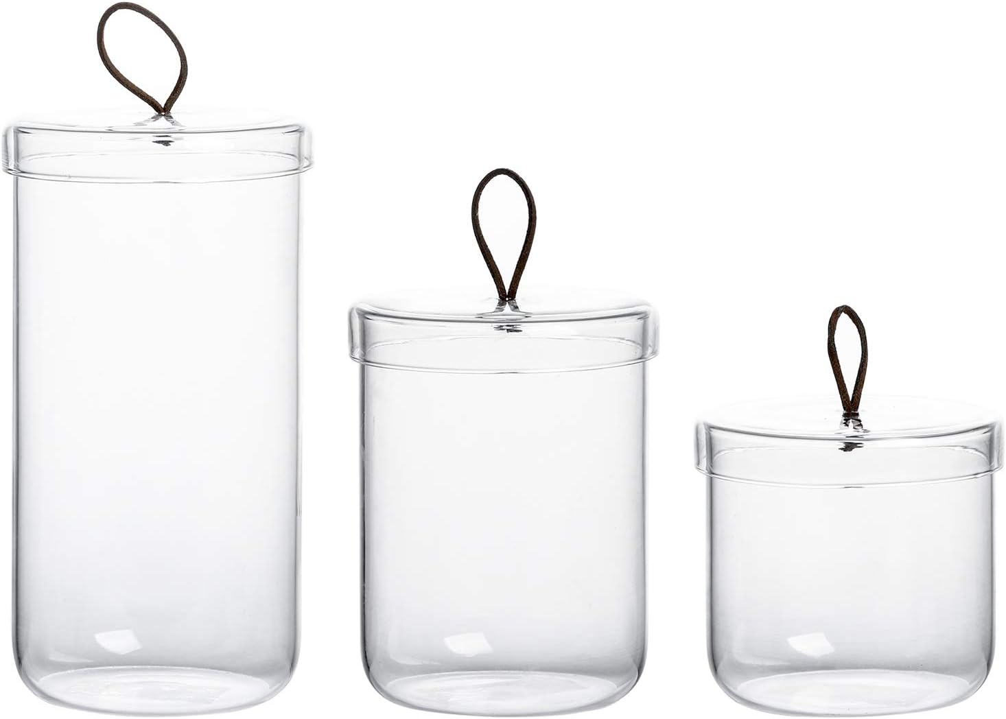 Amazon Com Glass Apothecary Jars Cotton Jar Bathroom Storage Canisters Set Of 3 Kitchen Dining