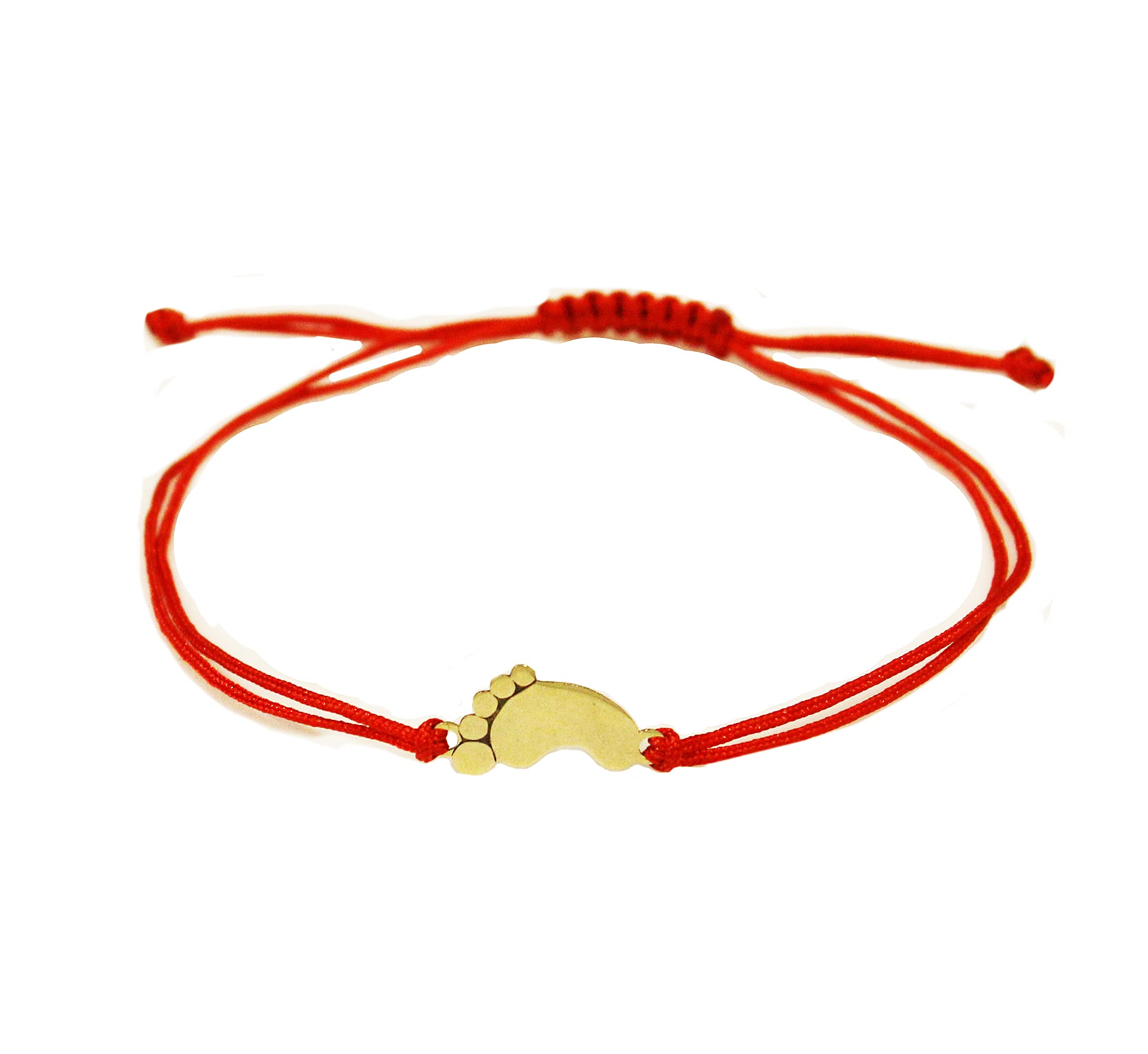 585 Gold Armband für Damen mit Babyfüßen 14K Goldarmband 16-20 cm Rot Band Geflochtene Freundschaftsbänder
