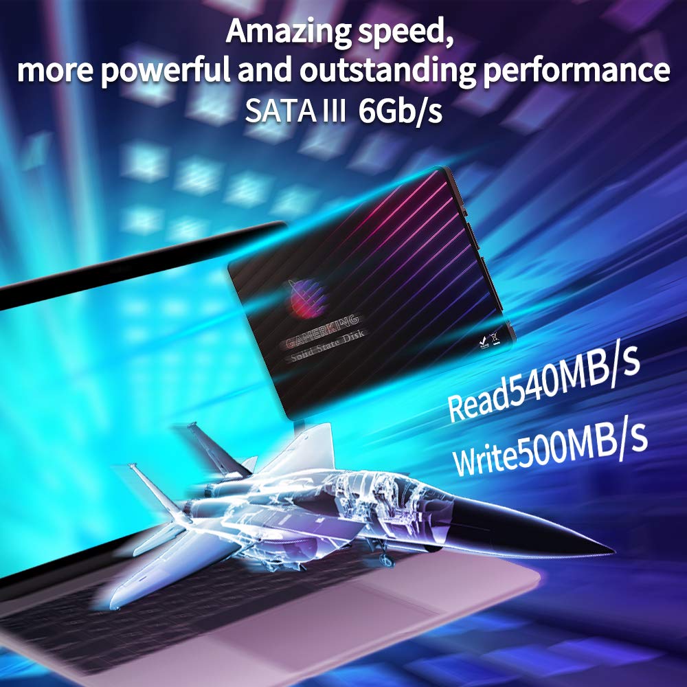 SSD 2.5" SATA3 256GB GamerKing wewnętrzny dysk SSD do laptopów stacjonarnych SATA III 6Gb/s 1TB 512gb 128gb 64Ggb wysokowydajny dysk twardy (256GB, 2.5" SATA3)