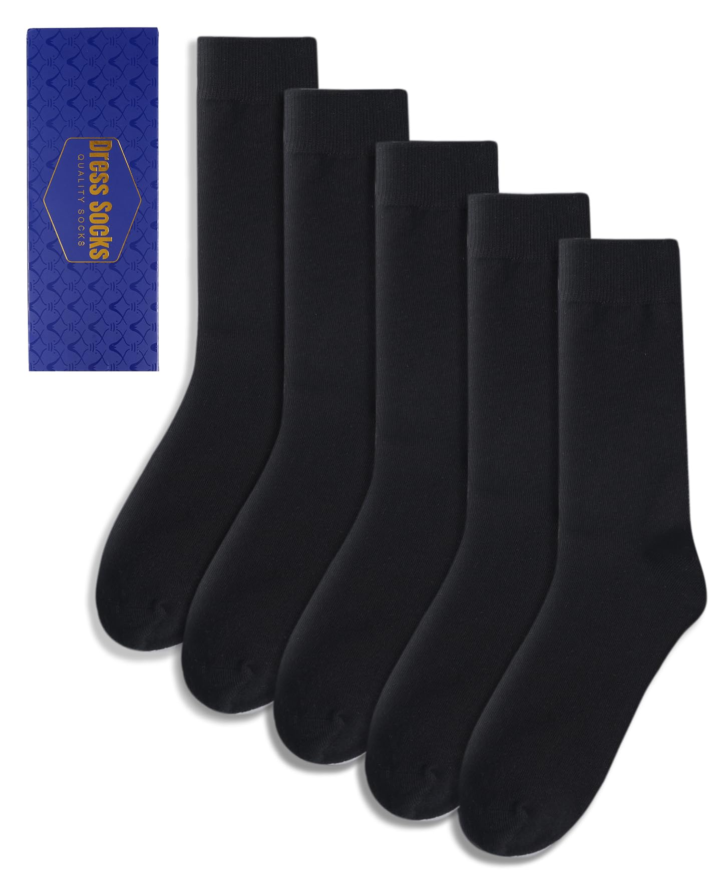 Mens Dress Socks Classic Patterned Business Crew Cotton Socks for Father Husband Birthday Gifts 5 Pairs