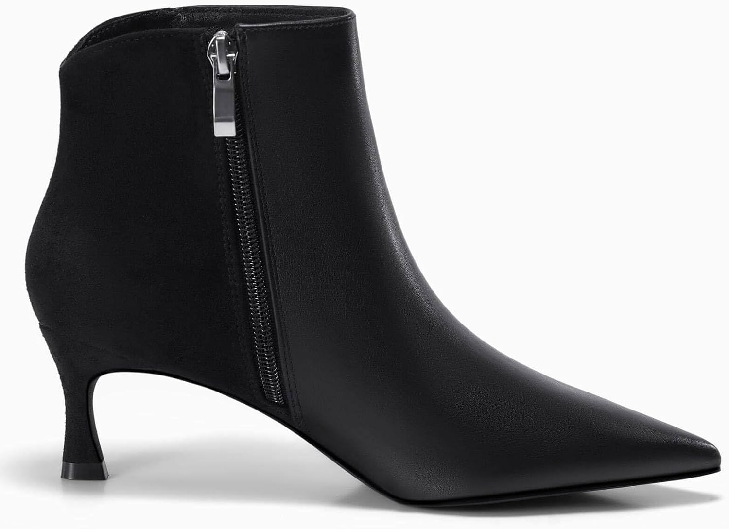 Coutgo Womens Kitten Heel Ankle Boots Pointed Toe Side Zipper Fall Winter Booties Shoes - Image 7