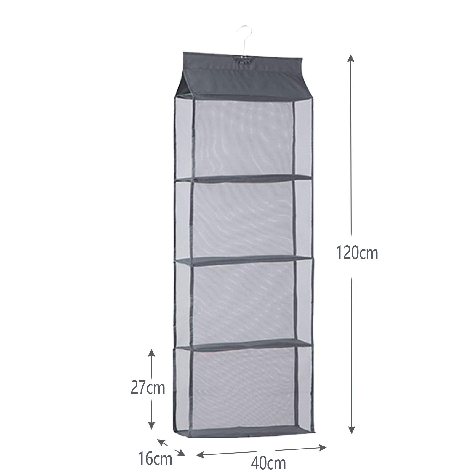 DXI 2 Pcs Organizador del Armario Plegable, Organizador para Colgar Bolsos de 4 Bolsillos, Transparentes Bolsos de Mano para Sala de Estar, para Armario Familiar, Dormitorio, Gris