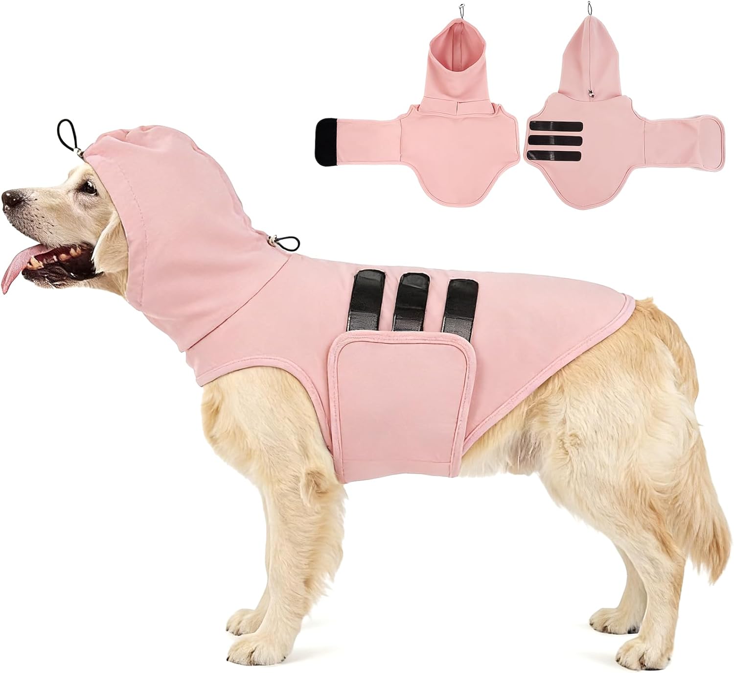 MIGOHI Large Dog Jacket Anxiety Calming Vest, Dog Stress Relief Wrap Shirt for Large Dogs Fireworks,Storms,Travel,Separation,Aid in Vet Visits,Adjustable Head Wrap to Calm Down Dogs, XL,Pink
