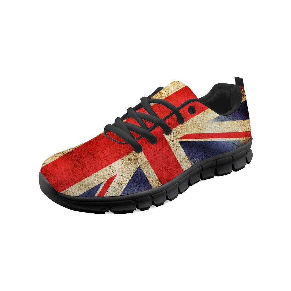 HUGS IDEABritish Flag Pattern Men Running Sneakers Lightweight Walking Shoes