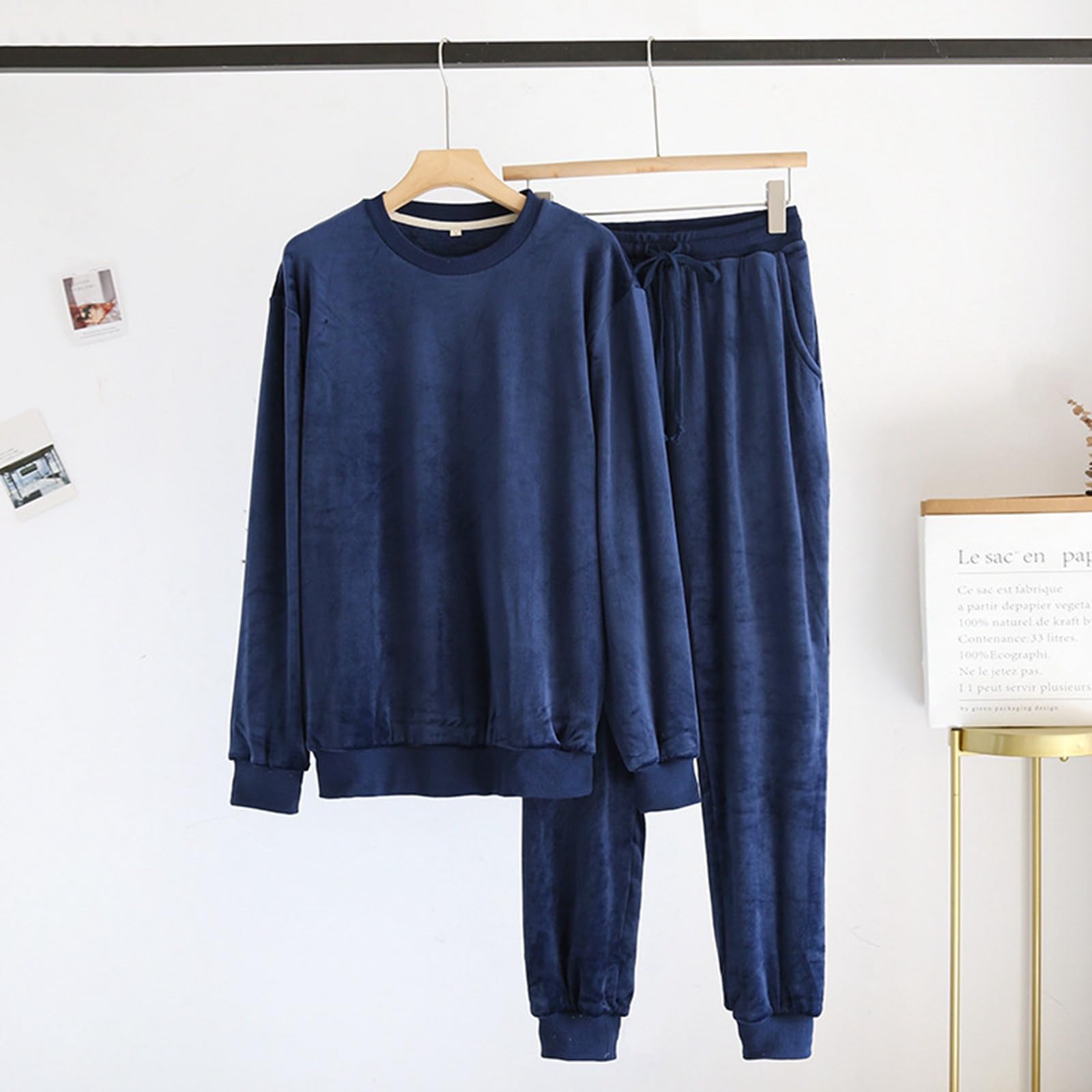 Conjunto de pijama largo para hombre, de forro polar, dos piezas y pantalones de dormir para adolescentes y niños, de franela