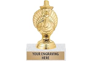 Thanksgiving Trophy Awards 2022, 6" Gold Plastic Turkey Trophies