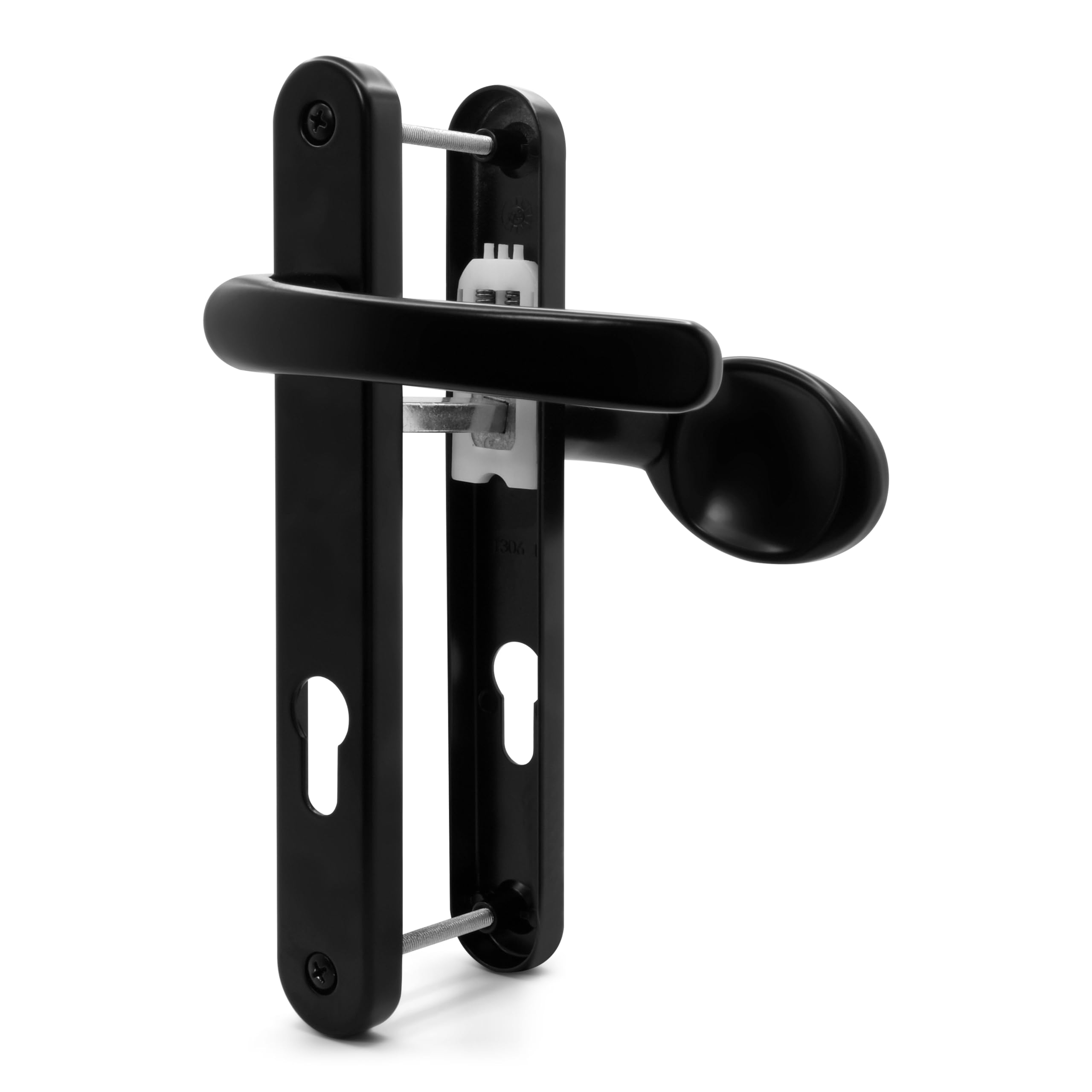 TSS UPVC Door Handle Set- Lever Moveable Pad, 92mm / 70mm PZ (Centres), 203mm Screw to Screw, Backplate 235mm X 32mm