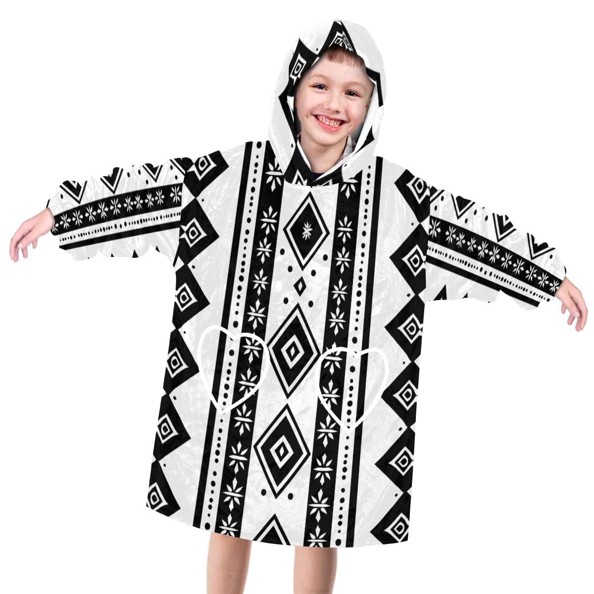 Wearable Blanket Hoodie for Kids, Vintage Striped Pattern Fleece Sweatshirt Blanket Oversized Blanket Sweatshirt with Pocket Flannel Warm Hooded Blanket 6-10 Year Old Girl Boy Gift, One Size