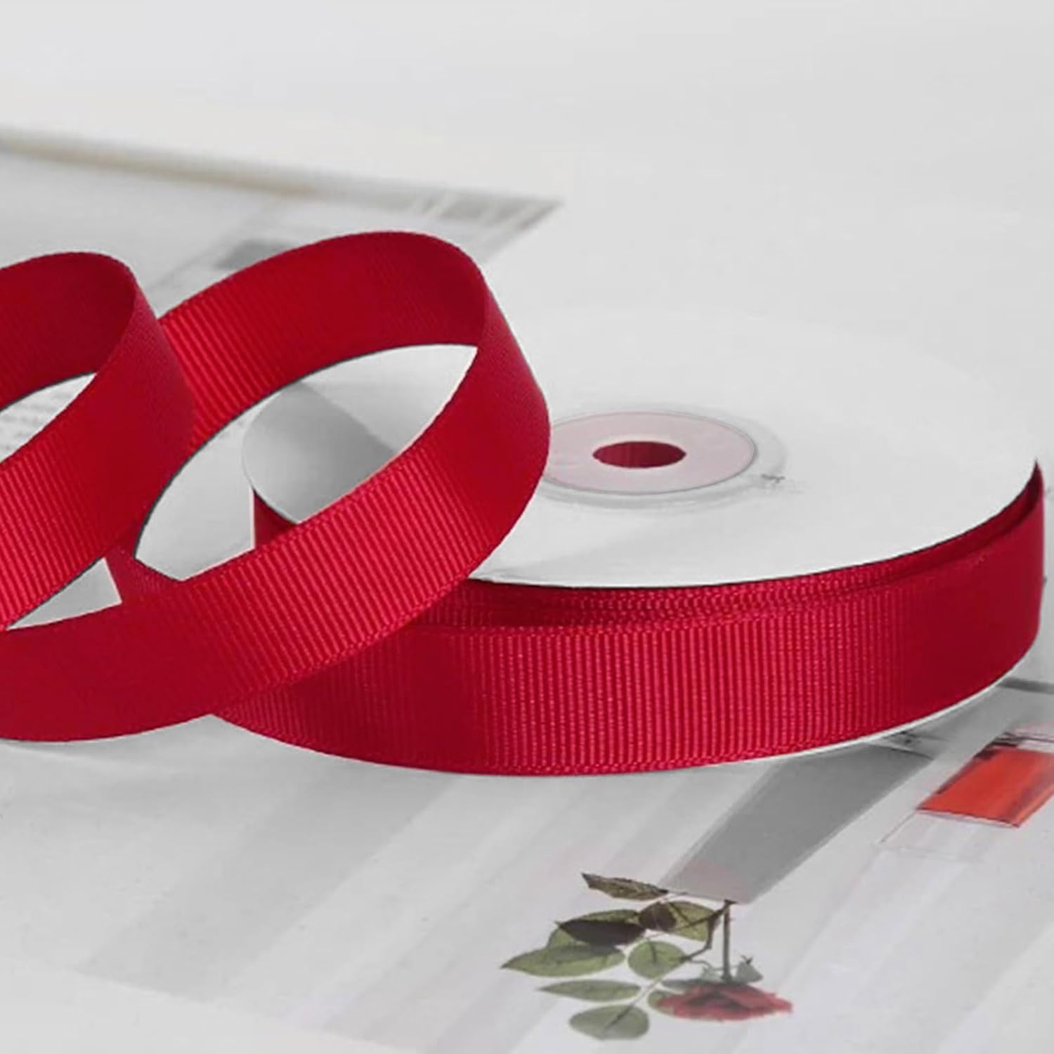 Red Grosgrain Ribbon 1 Inch X 50 Yards | For Crafts, Gift Wrapping, Hair Accessories, Wedding Decor, Bow Making