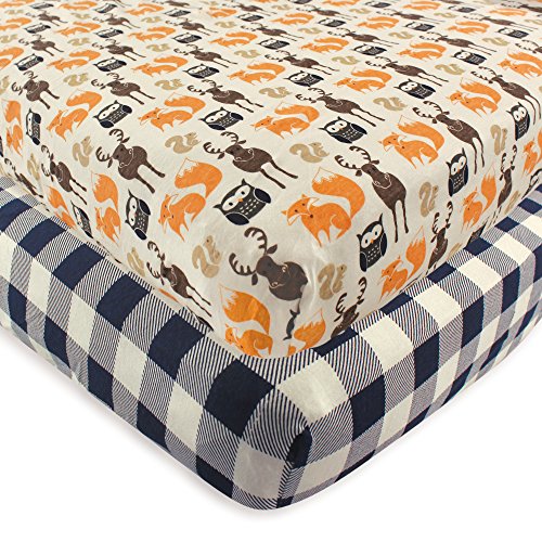 Image of Hudson Baby Unisex Baby Cotton Fitted Crib Sheet, Forest, One Size