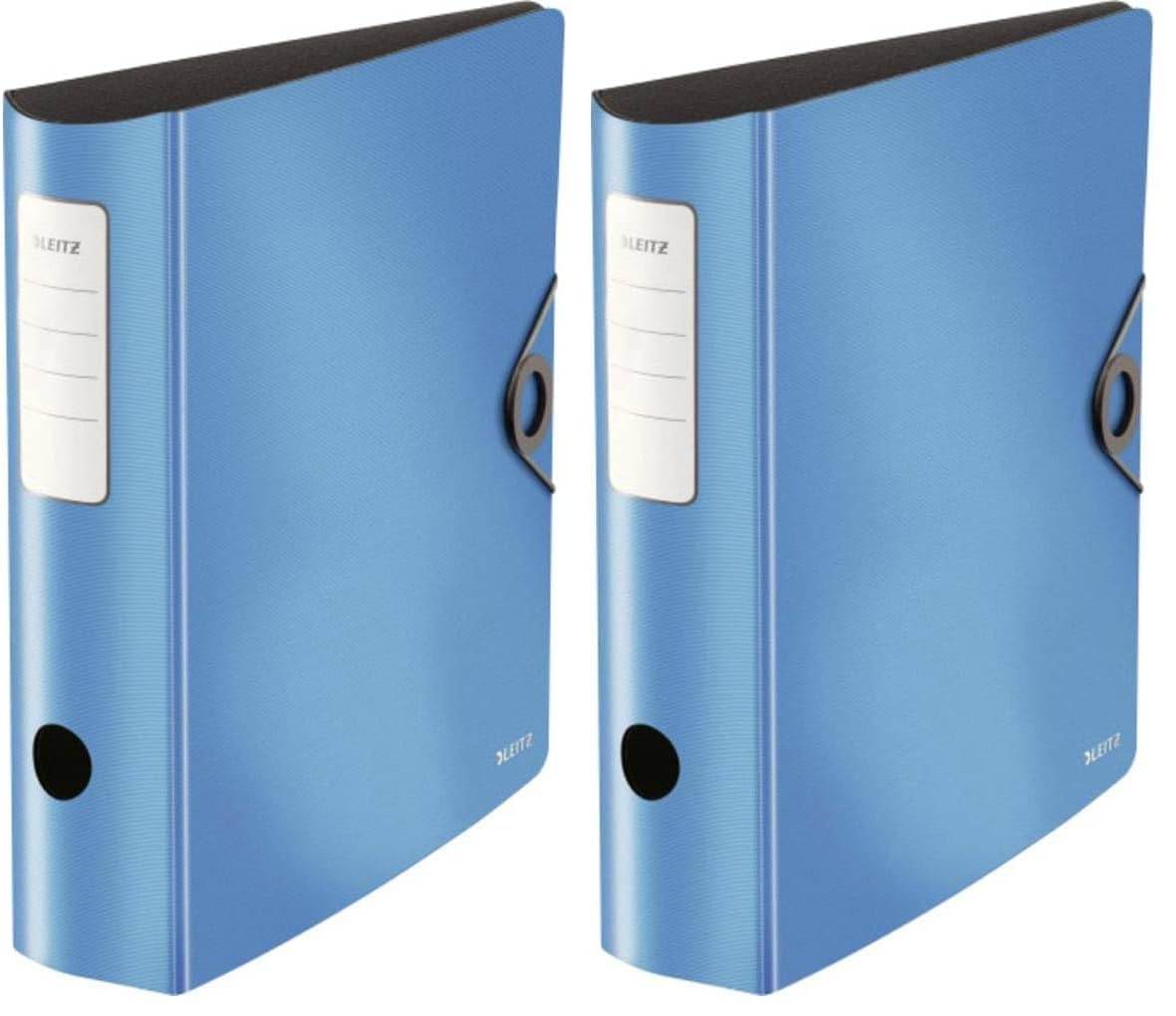 Leitz Active Solid Raccoglitore con Meccanismo a Leva 180°, Formato A4, Dorso 82 mm, Chiusura a elastico, Polyfoam leggero, Azzurro, 10471030 (Confezione da 2)