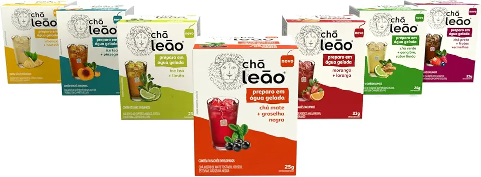 Combo 7 chás Leão preparo em Água Gelada - 70 Sachês