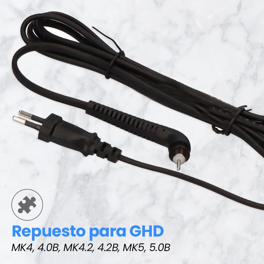 Anakel Home Cable de Alimentación Compatible con GHD 4.0B 4.2B 5.0B MK4.2 MK5, Giratorio, Negro, 1,50m