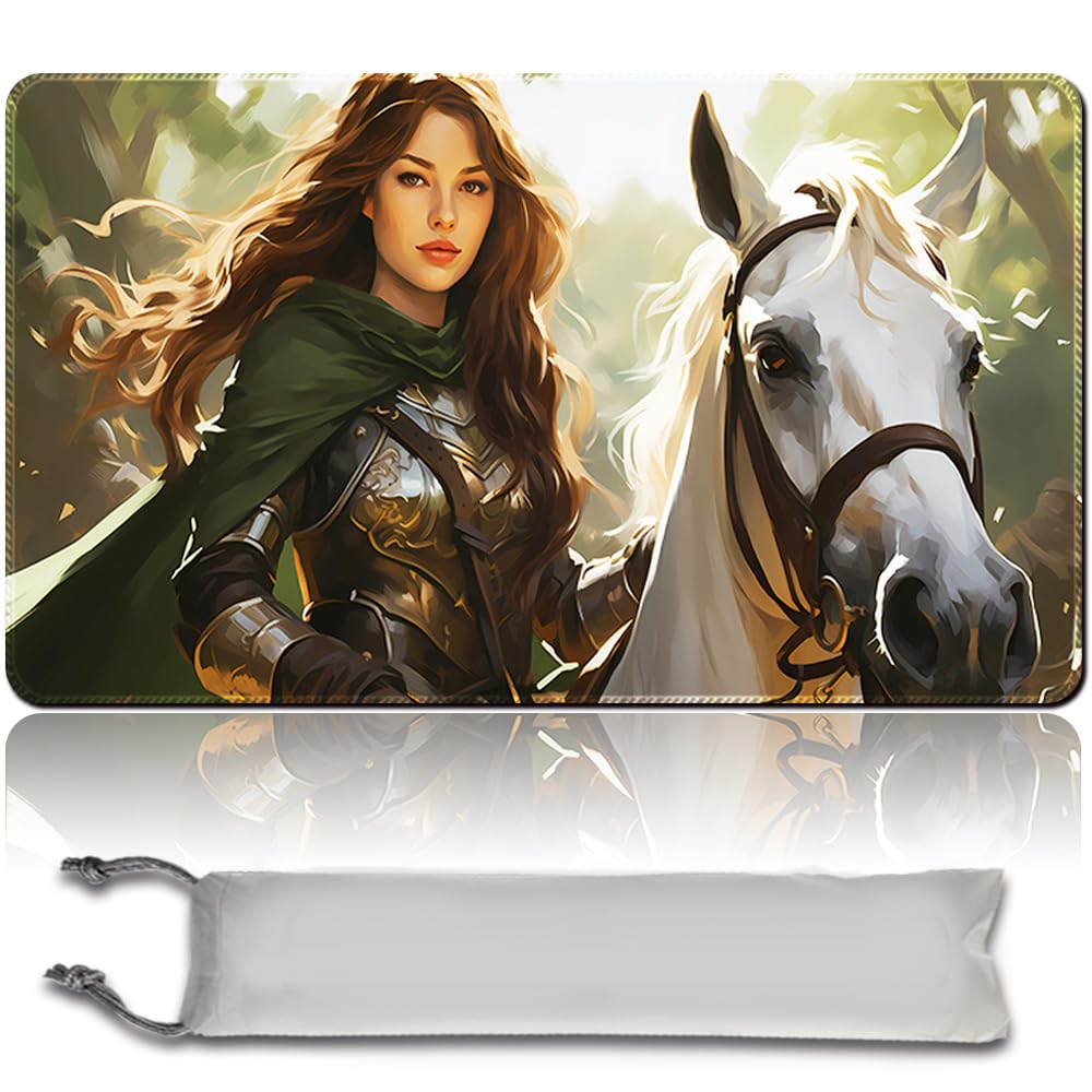 Board Game MTG Playmat Free Waterproof Bag, Sewn Edges,Card Enthusiasts TCG Playmat Mouse Pad MTG Game Mats With Zones (Original Playmat) (No Zone,Knight Exemplar)