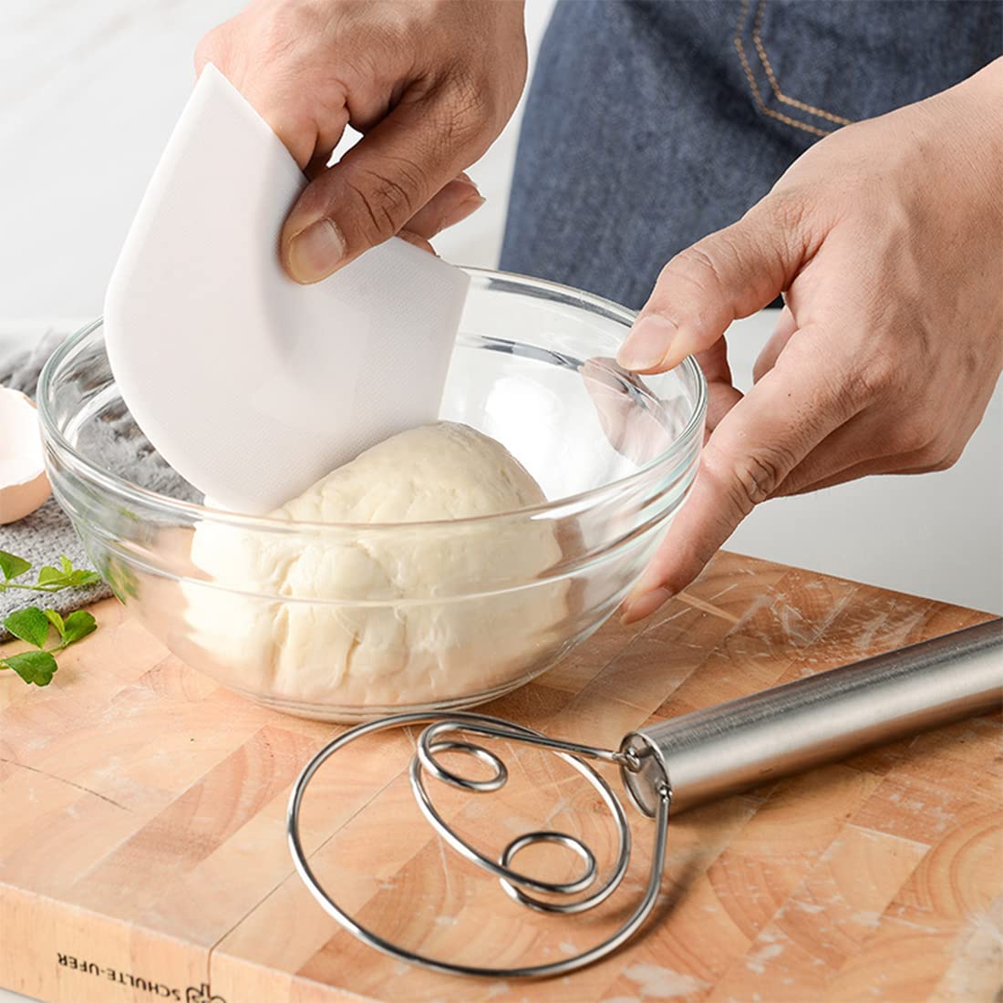 Lot De 2 Fouets à Pâte Danois ZMREN - Acier Inoxydable 304 Pour Pétrissage Pain, Pâtisserie Et Pizza