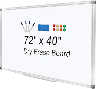 Dry Erase Board for Wall 72"x40" Aluminum Presentation Magnetic Whiteboard with Long Pen Tray, Wall-Mounted White Board fo...