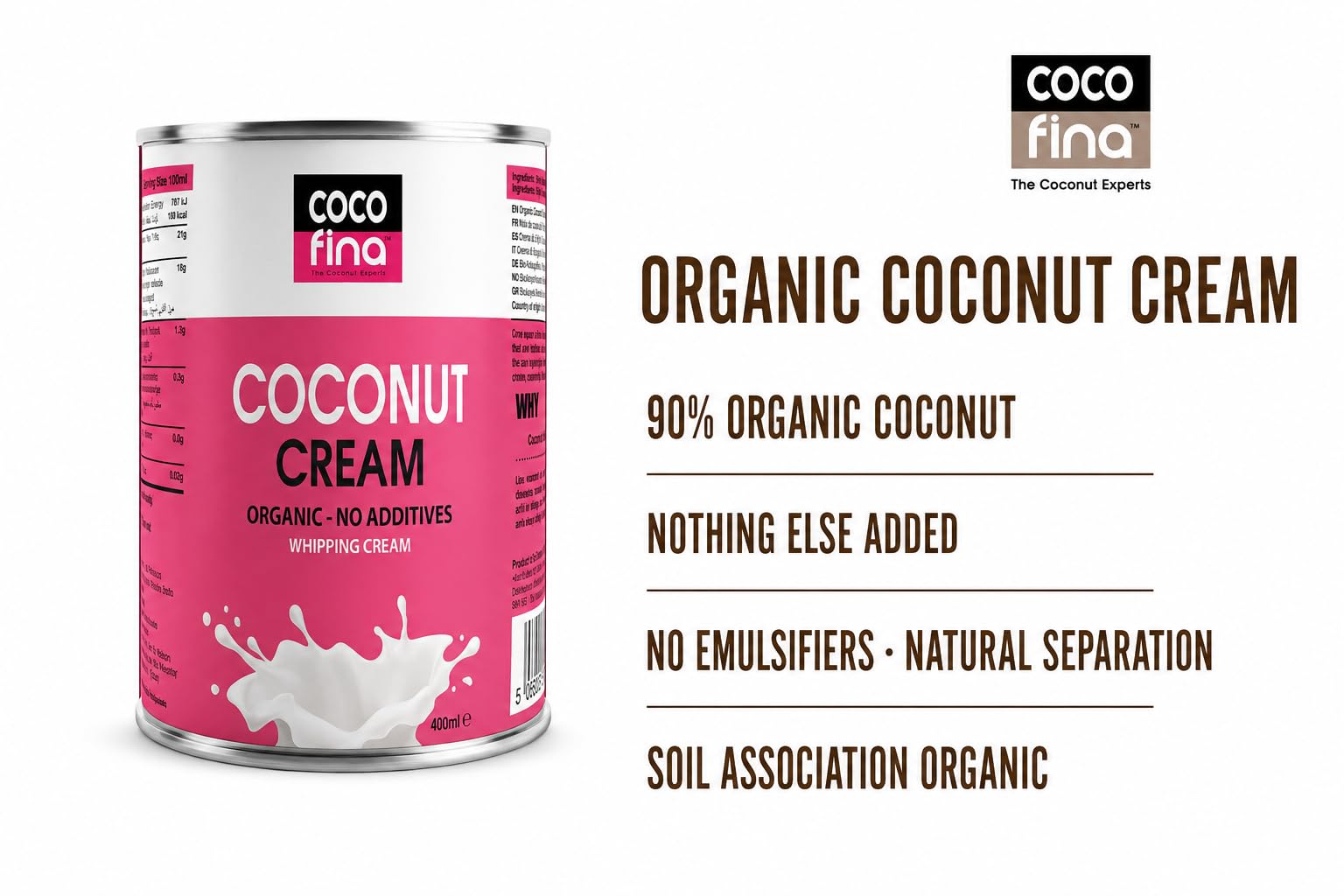 Cocofina Organiczny krem kokosowy - 400 ml opakowanie 6 sztuk