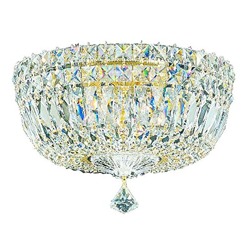 Schonbek 5892-40M Swarovski Lighting Petit Crystal Deluxe Flush Mount Lighting Fixture, Silver