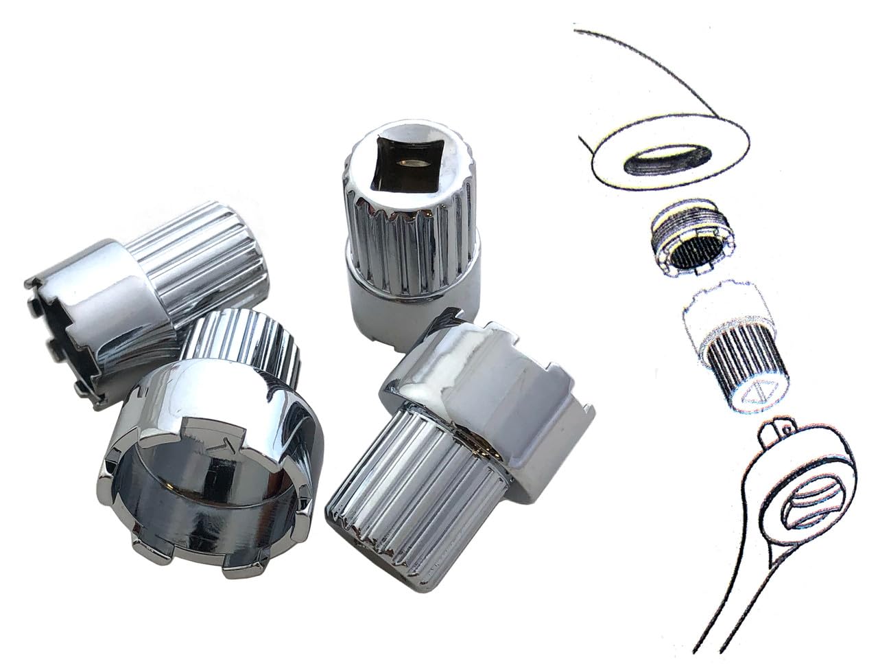 Llave aireadora para llave de grifo, herramientas de mantenimiento estándar junior para extracción e instalación de llaves de servicio, inserto de caché TJ, TT tamaños pequeños (juego de enchufes)