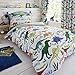 Happy Linen Company Parure de lit réversible - Enfant - Motifs Dinosaures - Vert - lit 1 Personne
