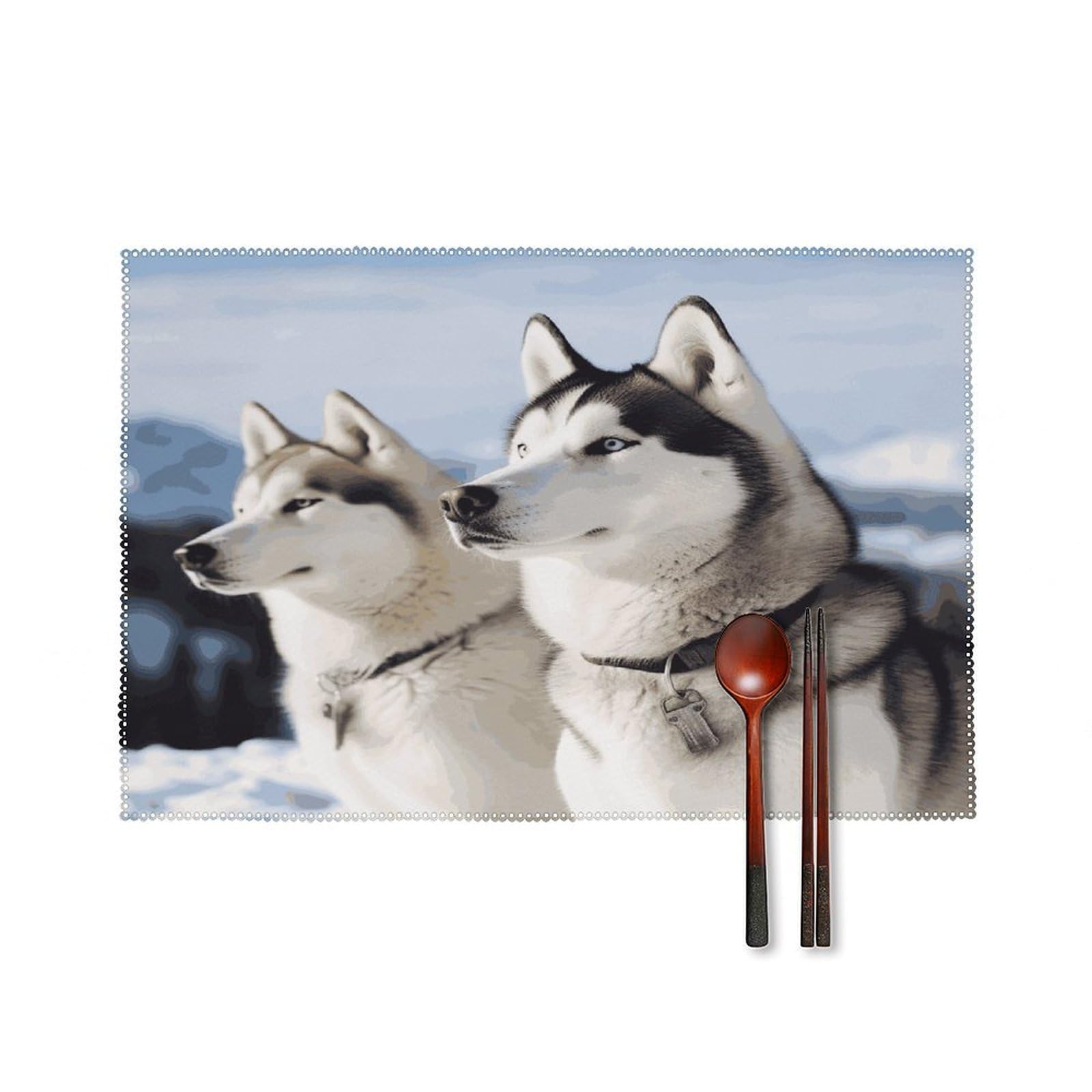 Fekiloot Style Husky Dogs Placemats Set Of 6,Table Mat