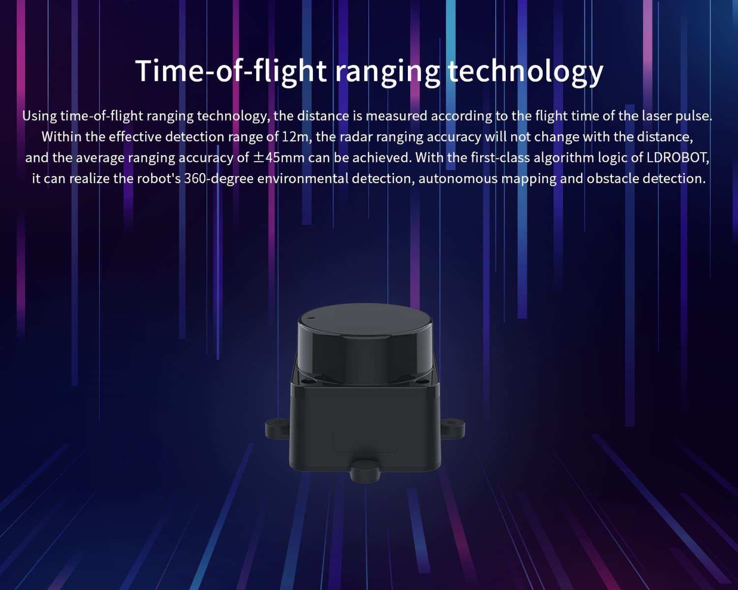 InnoMaker DTOF LiDAR Time-of-Flight Lidar STL-19P, Scansione laser omnidirezionale a 360 gradi, Antiriflesso 60000 Lux, Frequenza di misurazione 5000 Hz, Portata di 12 m, Supporto ROS/ROS2