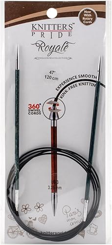 Knitter's Pride 220202 Royale Agujas circulares fijas de 47 pulgadas, tamaño 30.128 in Knitter's Pride 220202 Royale Agujas circulares fijas de 47 pulgadas, tamaño 30.128 in