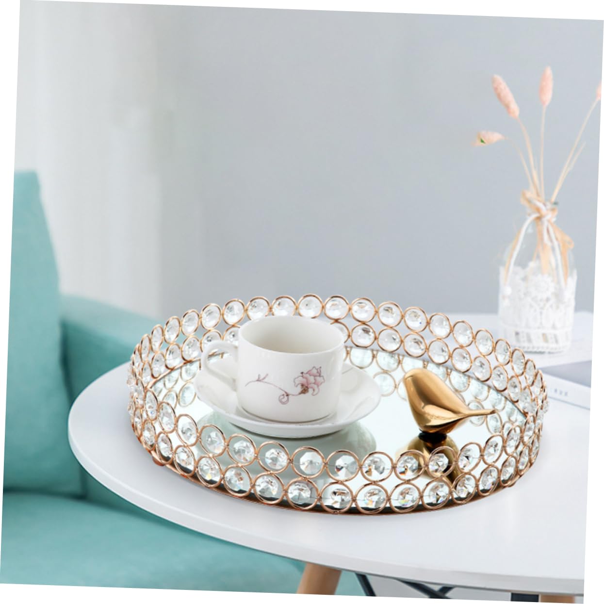 Vassoio Portacandele in Lega Oro, Elegante, Facile da Fissare la Candela, Decorativo per Riunioni in Famiglia e Regalo Inaugurale Casa