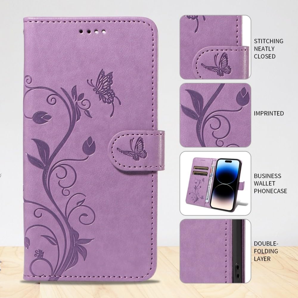 Generic Étui compatible avec Oppo A79 5G (couleur : or rose) Étui portefeuille à rabat magnétique pour cartes, motif arbre papillon